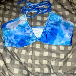 Blue tye dye bathing suit top